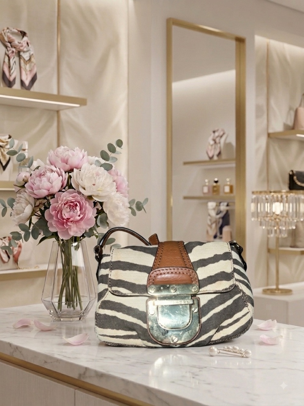 Michael Kors Charlton canvas zebra-print crossbody bag
